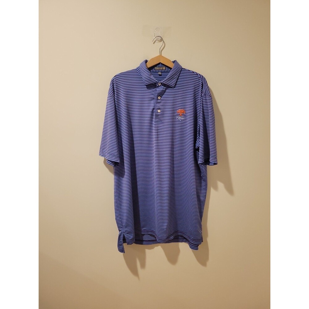 Peter Millar Polo Shirt Kiawah Golf Club Logo Purple Stripe Mens XL Performance